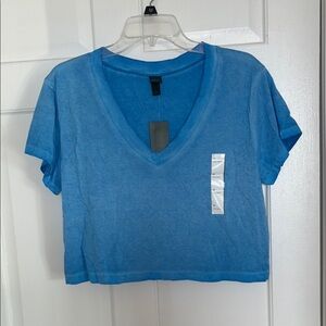 NWT Wild Fable Blue Crop Fitted Tee Short Sleeve